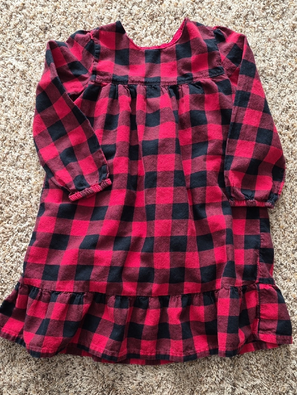 GAP Toddler Red and Black Buffalo Plaid Dress,lined, 5T